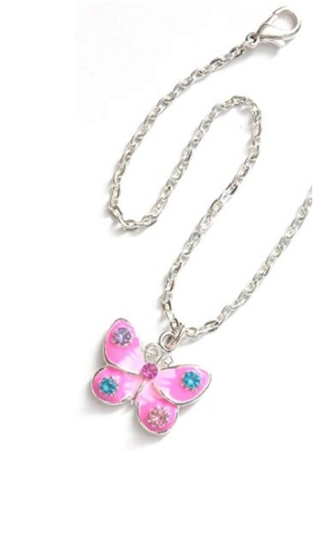 Mon-bijou - D1973-rose - Collier papillon argenté