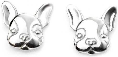 Boucle d'oreille bouledogue français en argent 925