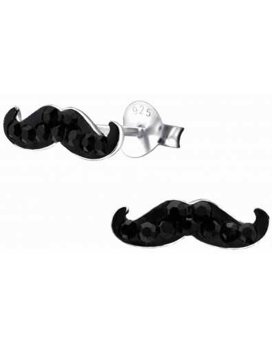 Boucle d'oreille moustache en argent 925