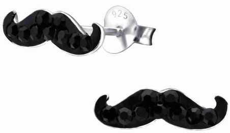 Boucle d'oreille moustache en argent 925