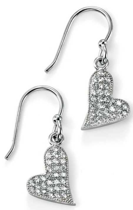 Boucle d'oreille tendance cœur zirconium en argent 925