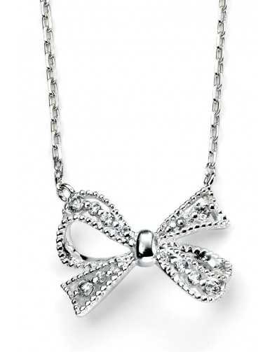 Collier tendance nœud de papillon zirconium en argent 925