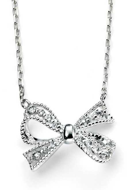 Collier tendance nœud de papillon zirconium en argent 925