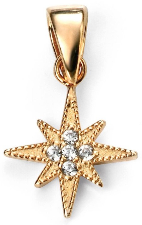 Mon-bijou - D4347 - Collier étoile plaqué Or et zirconium en argent 925/1000