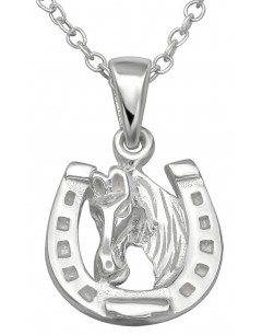 Mon-bijou - H29874 - Collier porte bonheur passion équitation en argent 925/1000