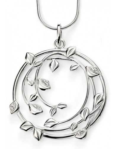 Collier tendance feuilles et zirconium en argent 925