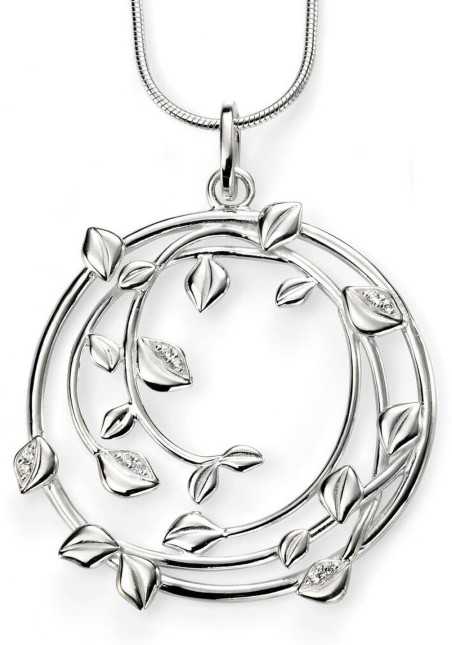 Collier tendance feuilles et zirconium en argent 925