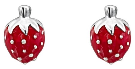 Mon-bijou - DC165 - Superbe Boucle d'oreille fraise pour petite fille en argent 925/1000