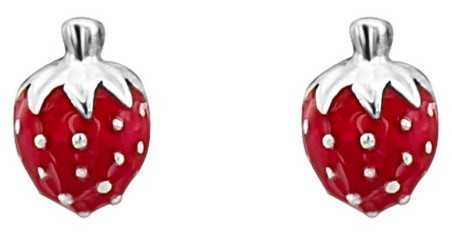 Superbe Boucle d'oreille fraise pour petite fille en argent 925