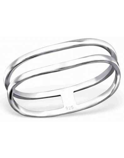 Bague tendance double anneau en argent 925