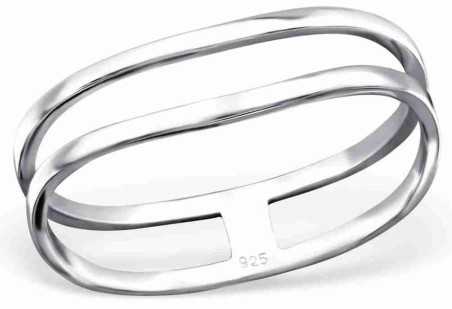 Bague tendance double anneau en argent 925