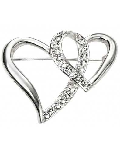 Broche coeurs en argent 925