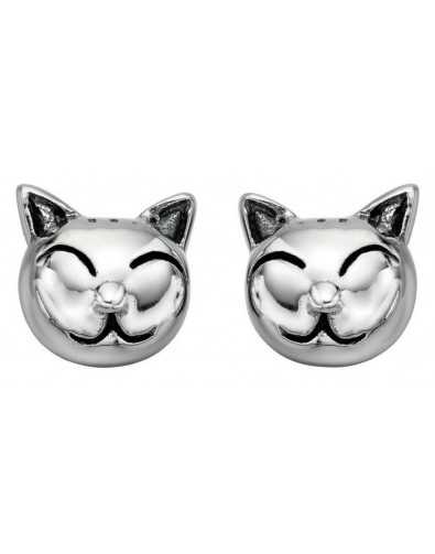 Boucle d'oreille chat en argent 925