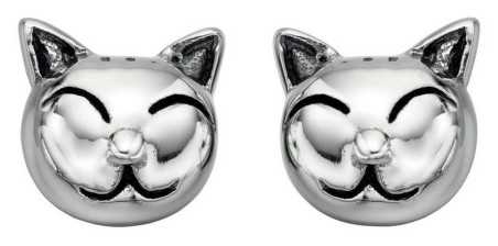 Boucle d'oreille chat en argent 925