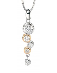 Mon-bijou - D3457 - Collier coeur plaqué Or et zirconium en argent 925/1000