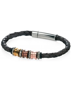 Mon-bijou - D4210 - Bracelets chic cuir plaqué Or et Or rose en acier inoxydable