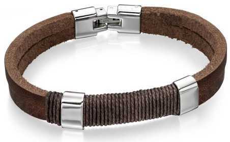 Mon-bijou - D4558 - Bracelets chic cuir et coton en acier inoxydable