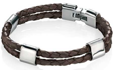 Bracelet chic cuir véritable en acier inoxydable