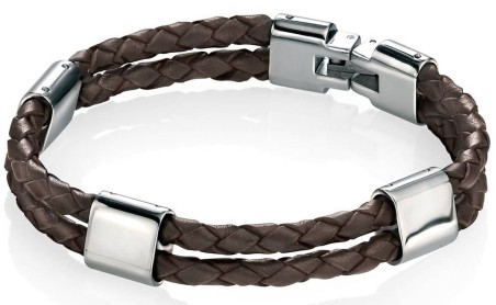 Mon-bijou - D4417c - Bracelets chic cuir en acier inoxydable