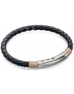 Mon-bijou - D4687 - Bracelet chic cuire plaqué Or rose en acier inoxydable