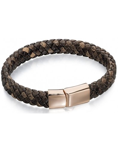 Mon-bijou - D4685 - Bracelet cuire plaqué Or rose en acier inoxydable