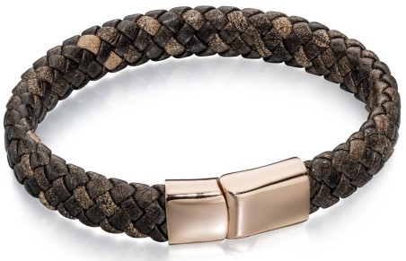 Mon-bijou - D4685 - Bracelet cuire plaqué Or rose en acier inoxydable