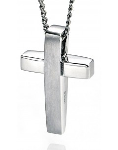 Mon-bijou - D2542 - Collier croix brossé et poli en acier inoxydable