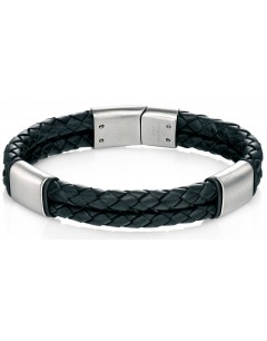 Mon-bijou - D4373 - Bracelet cuire brossé en acier inoxydable
