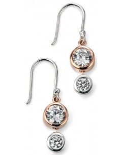 Mon-bijou - D4917 - Boucle d'oreille chic plaqué Or rose zirconium en argent 925/1000