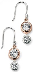 Boucle d'oreille chic plaqué Or rose zirconium en argent 925