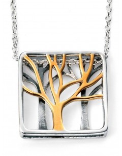 Mon-bijou - D3828 - Collier arbre de vie tendance plaqué rhodium et plaqué Or en argent 925/1000