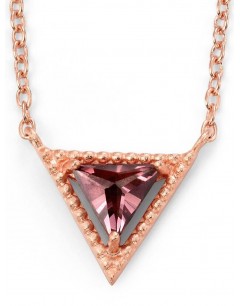 Mon-bijou - D3913 - Collier triangle plaqué Or rose et zirconium en argent 925/1000