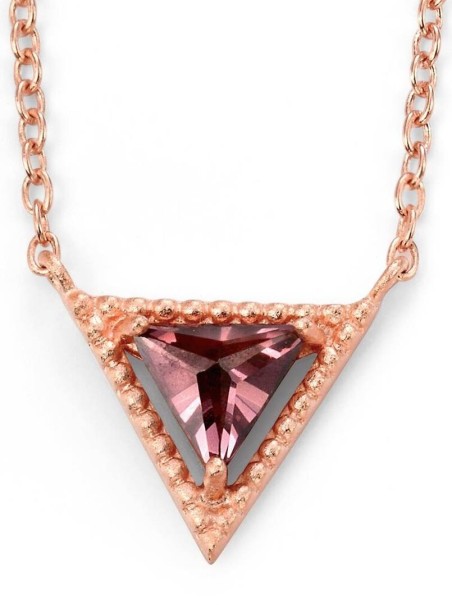 Mon-bijou - D3913 - Collier triangle plaqué Or rose et zirconium en argent 925/1000