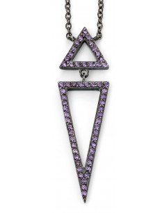 Mon-bijou - D3915m - Collier tendance triangle plaqué cobalt et zirconium en argent 925/1000
