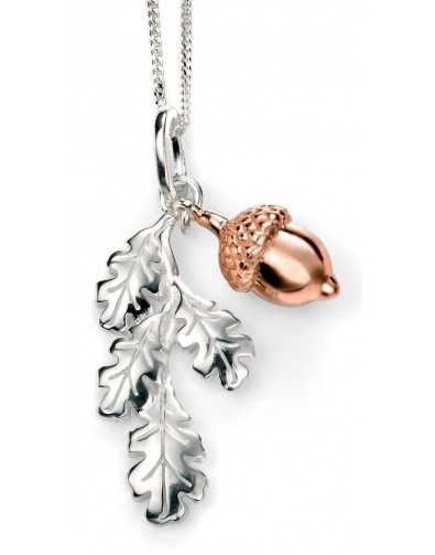 Collier tendance feuilles et noisette plaqué Or rose en argent 925