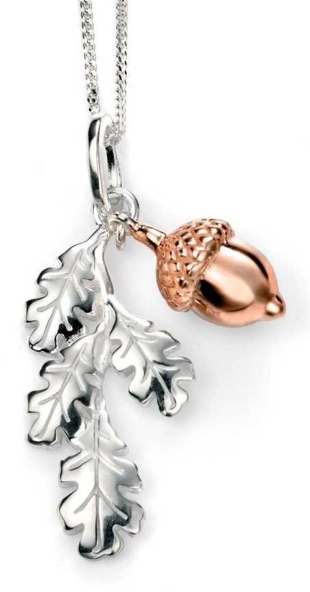 Collier tendance feuilles et noisette plaqué Or rose en argent 925