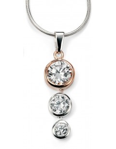 Mon-bijou - D4167 - Collier tendance plaqué Or rose et zirconium en argent 925/1000