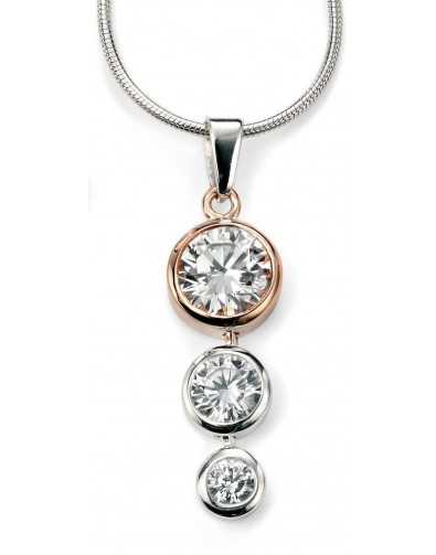 Collier tendance plaqué Or rose et zirconium en argent 925