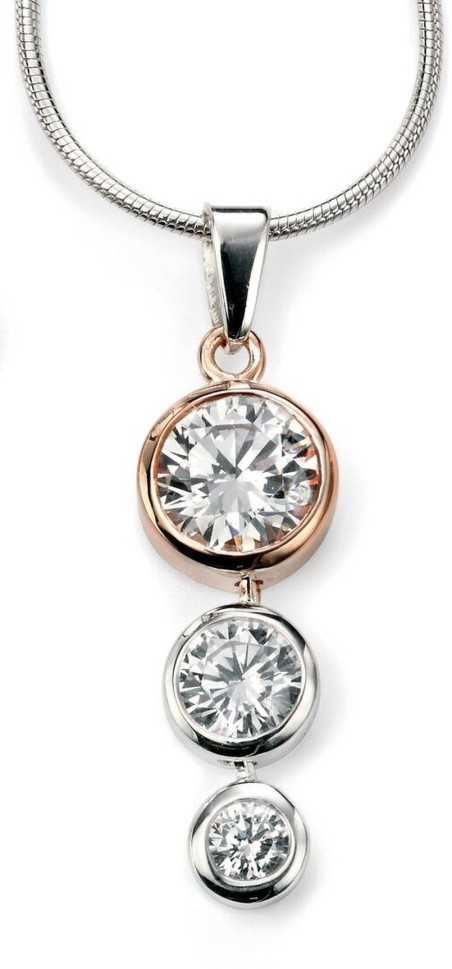 Collier tendance plaqué Or rose et zirconium en argent 925