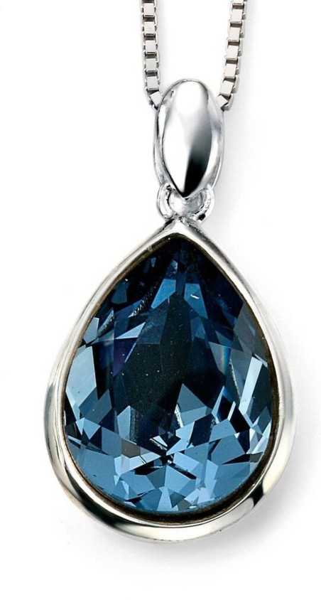 Collier en cristal de Swarovski® bleu et plaqué rhodium en argent 925