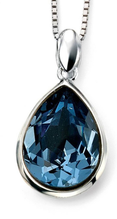 Mon-bijou - D4208 - Collier en cristal de Swarovski bleu et plaqué rhodium en argent 925/1000