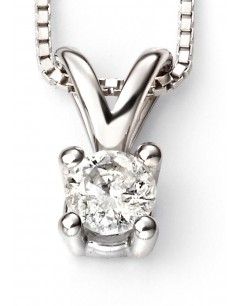 D264c - Superbe collier diamant solitaire en Or blanc 375/1000