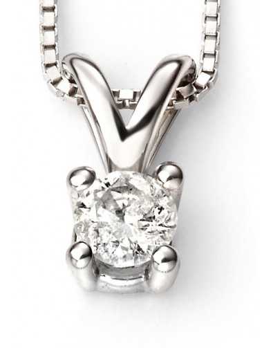 Superbe collier diamant solitaire en Or blanc 375