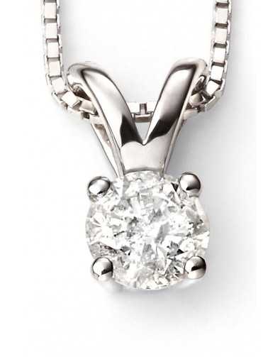 Superbe collier diamant solitaire en Or blanc 375