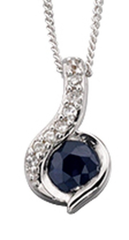 Mon-bijou - D881 - Superbe collier saphir et diamant en Or blanc 375/1000