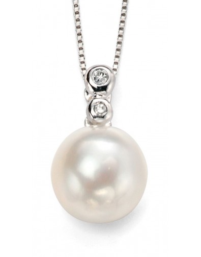 Mon-bijou - D884 - Collier perle et diamant en Or blanc 375/1000