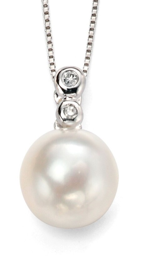 Mon-bijou - D884 - Collier perle et diamant en Or blanc 375/1000