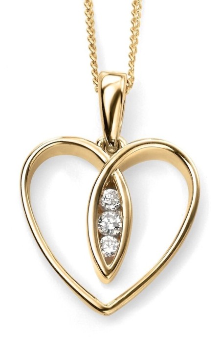 Mon-bijou - D965c - Collier coeur et diamant en Or 375/1000