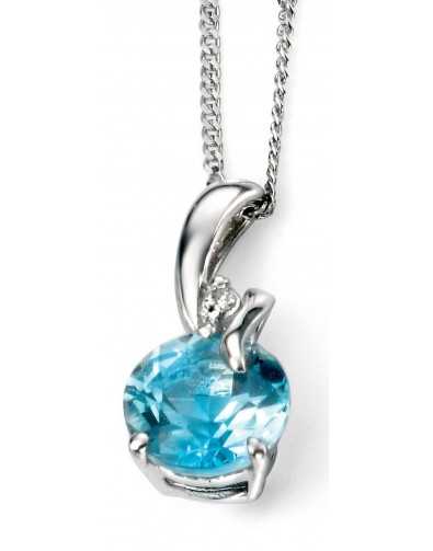 Collier topaze bleu et diamant en Or 375