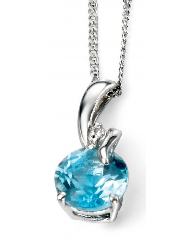 Mon-bijou - D964c - Collier topaze bleu et diamant en Or 375/1000